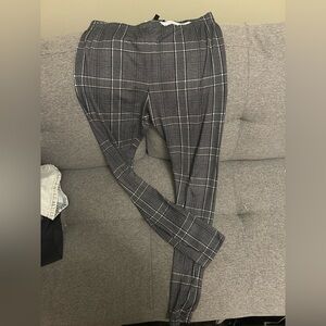 Gray Windowpane Dress Jumpsuit with Slim Fit